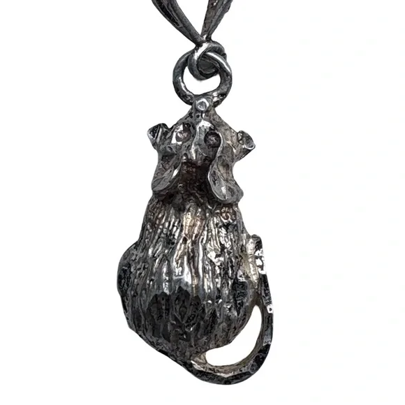 Solid Sterling Silver Rat Mouse Varmint Full Body Vintage Pendant Chinese Zodiac